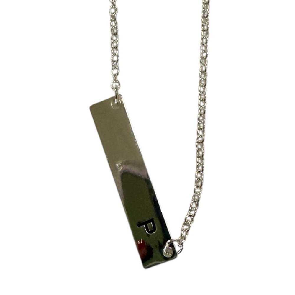 BANSRI Silver Initial “P” Necklace – Adjustable Chain